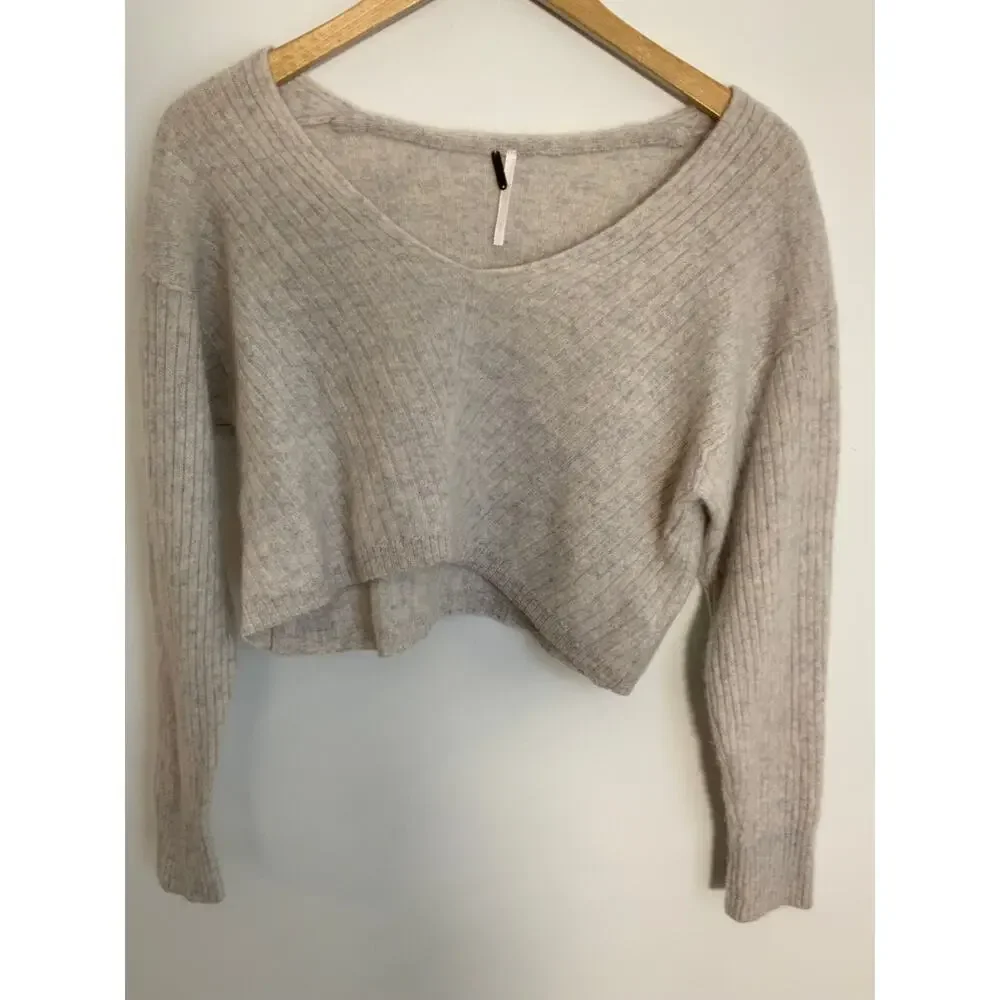 Free People Cashmere Elias Cropped Ribbed sweater size small